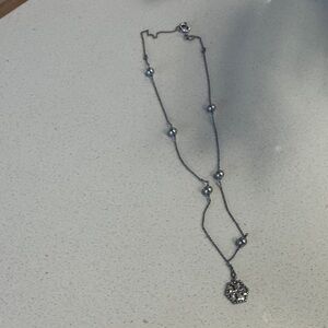 Tory Burch Silver-Tone Bead Station Pendant Necklace